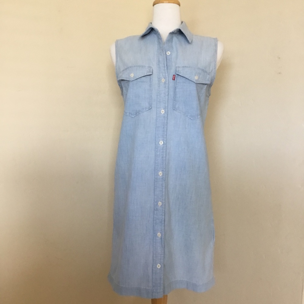 Levi's Light Blue Sleeveless Button-Front Denim Dress